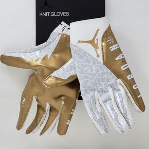 Nike Jordan Vapor Knit 4.0 Football Gloves White Gold Unisex Size Medium New